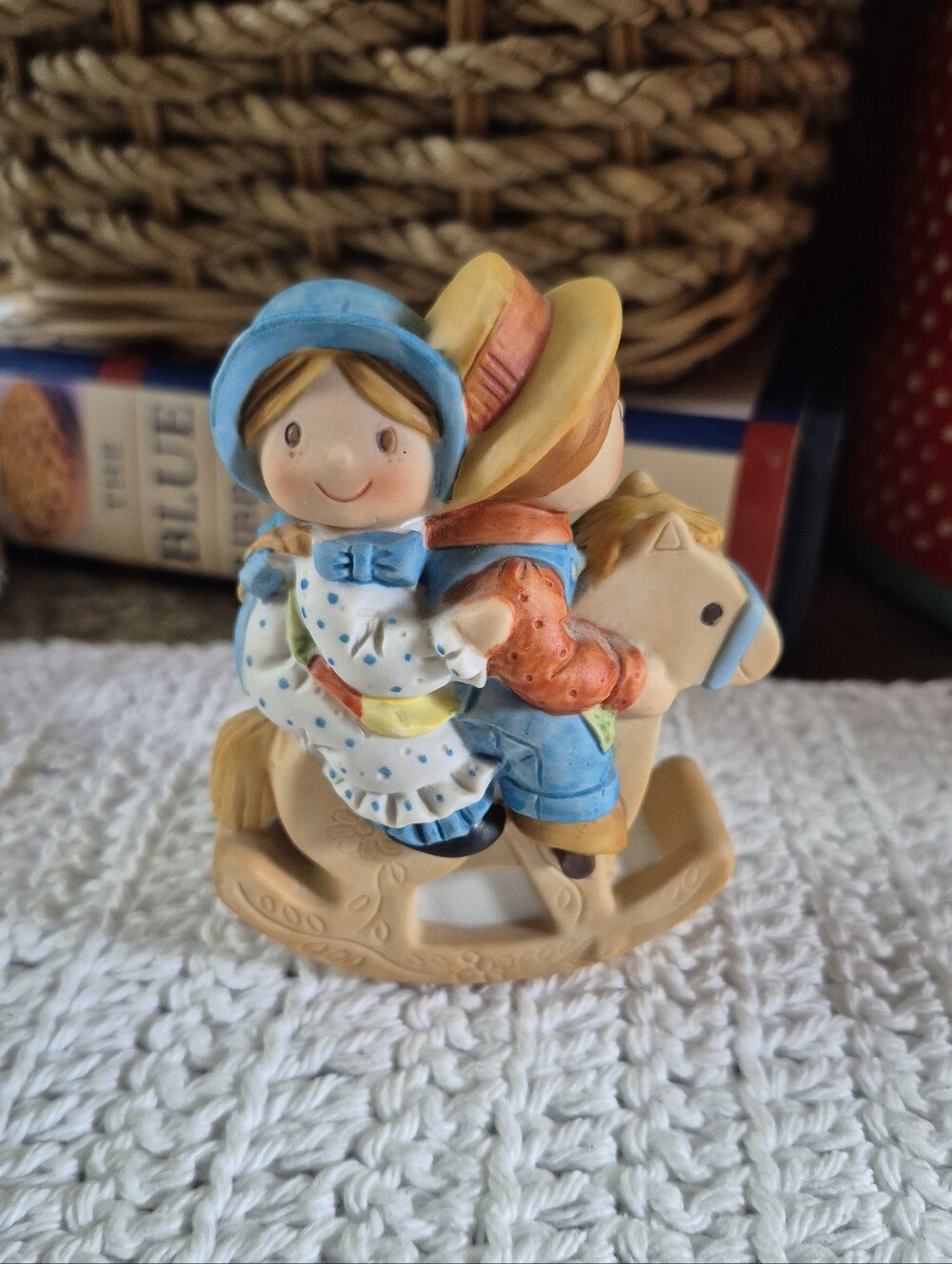 Vintage 1981 Holly Hobbie "Hobby-Horse Fun" Porcelain Rocking Horse Figure